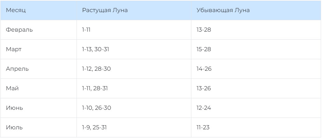 Періоди зростаючого і спадного Місяця для посадки розсади в 2025 році