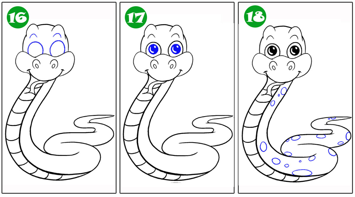 Малюємо символ 2025 року Змію поетапно - кроки 16-18