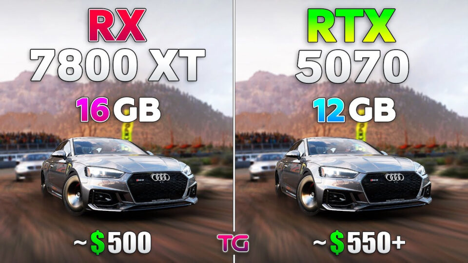 Експерт порівнював відеокарт GeForce RTX 5070 та Radeon RX 7800 XT у 12 іграх у 1440p