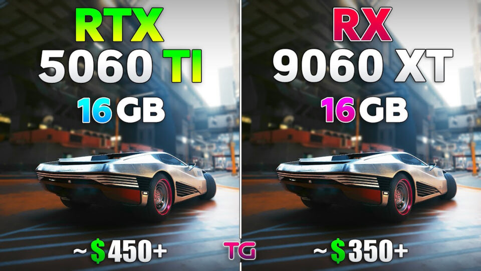 NVIDIA або AMD: Народні графічні картки RX 9060 XT та RTX 5060 TI при 16 ГБ порівняно з 12 іграми